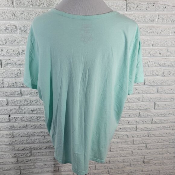 Basic Editions Womens Top 2X Plus Short Sleeve Blue Cotton Crochet Trim BLU132E - Picture 5 of 7